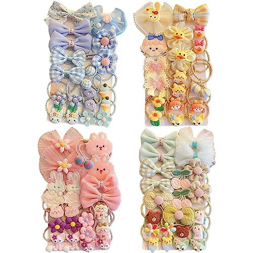 Cute Cartoon Elastic Hair Ties for Baby Girls, Rubber Bands Hair Bands Ropes Ponytail Holder for Toddlers (Random 2 Sets, Mixed Styles) - color: random 2 sets