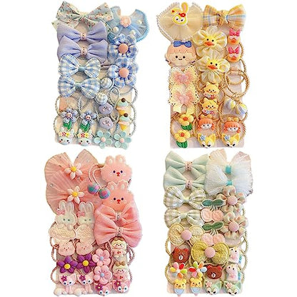 Cute Cartoon Elastic Hair Ties for Baby Girls, Rubber Bands Hair Bands Ropes Ponytail Holder for Toddlers (Random 2 Sets, Mixed Styles) - color: random 2 sets