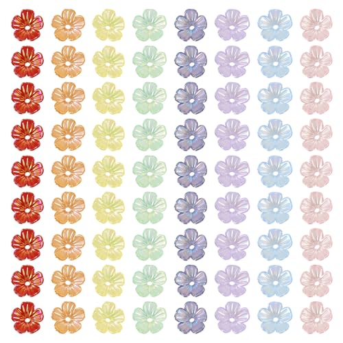 280 pcs Acrylic Flower Bead Caps 5-Petal Floral Bead End Caps Cute Flower Spacer Beads Caps 10x4 mm for DIY Crafts Bracelet Necklace Earrings Jewelry Making - color: Mixed Color C