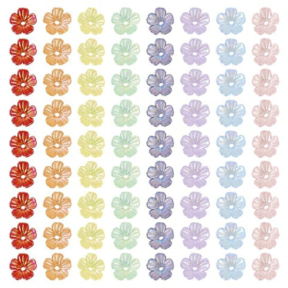 280 pcs Acrylic Flower Bead Caps 5-Petal Floral Bead End Caps Cute Flower Spacer Beads Caps 10x4 mm for DIY Crafts Bracelet Necklace Earrings Jewelry Making - color: Mixed Color C