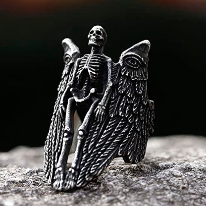 2023 Skull Ring Cool Evil Death Punk Rock Stainless Steel Rings Aly Style Jewelry - style: R1068