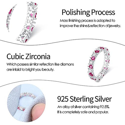 KUNSIR 925 Sterling Silver Rings Classic Cubic Zirconia Eternity Promise Statement Anniversary Wedding Bands Engagement Rings for Women Infinity Forever Love Ring Size 7-9 - style: Love Ring
