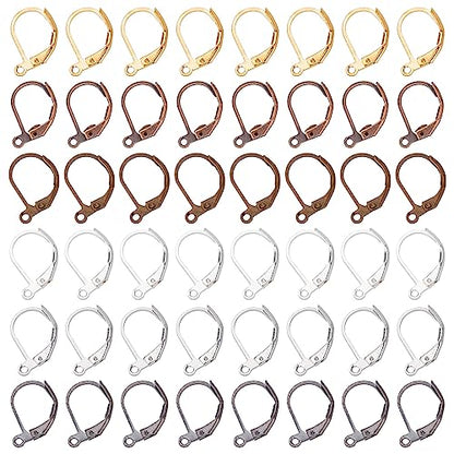SUNNYCLUE 1 Box 180Pcs Leverback Earring Hooks Bulk French Earring Hook Lever Back Ear Wires with Open Loop Hypoallergenic Brass Leverbacks Hoop Earwires DIY Earrings Findings for Jewelry Making Kit - color: 1 Box 180pcs Brass Leverback Earring Hooks Mixe