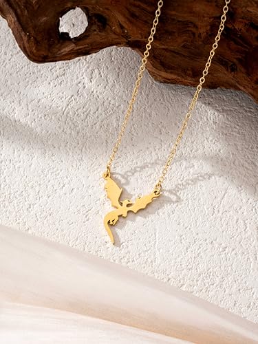 Baydurcan Dainty Gold Necklace for Women Ankh Mom Jesus Sun Star Necklace | 14K Gold Plated Pendant Necklaces Gifts for Friends Sister Mother, Birthday, Christmas, Graduation, Inspirational Gifts - style: Dragon