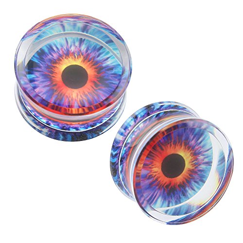 ZS Acrylic Transparent Purple Eyeball Fashion Ear Plugs Tunnel Expander Gauges Piercing - style: Gauge=11/16"(18mm)