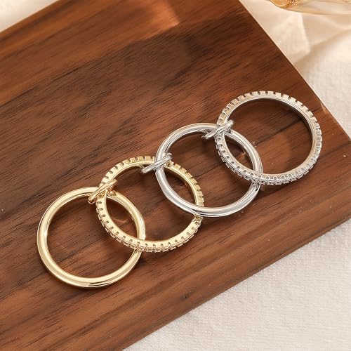 Gold Stackable Rings for Women Non Tarnish, Dainty Stackable 18k Gold Plated CZ Cubic Zirconia Rings, Gold Knuckle Women Rings Set - color: G3, size: 8