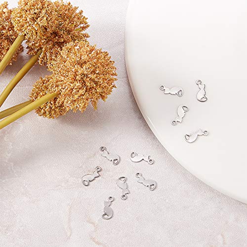 LiQunSweet 20 Pcs 304 Stainless Steel Tiny Double Side Charms Cat Pet Animal Small Pendants for Jewelry Making Earrings Necklace Bracelet DIY Crafting - 13x5.5mm - color: Cat Charms_13mm