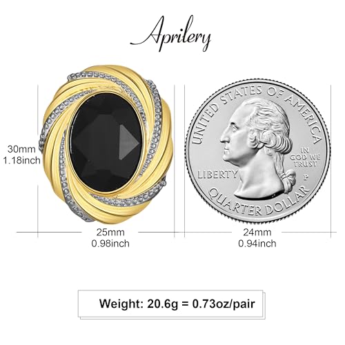 Chunky Gold Geometric Stud Earrings Trendy Vintage 14K Gold Plated Black Cubic Zirconia Statement Cocktail Earrings Dupes Jewelry for Women - style: Black Stone C