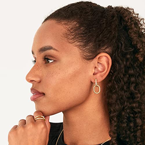 PAVOI 14K Gold Plated Convertible Paperclip Earrings for Women - Trendy Paper Clip Link Huggie Hoop Earrings - Chain Link Drop Dangle Hoops with Cubic Zirconia - Two-Toned Statement Jewelry - style: Rope
