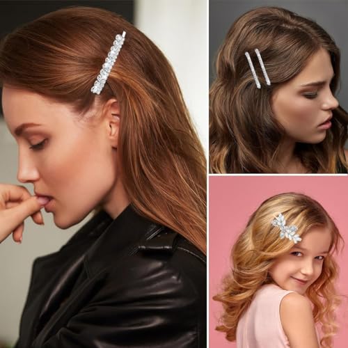 7 Pieces Crystal Leaf Hair Clips Elegant Rhinestone Leaf Wedding Hairpin Bridal Hairpins Delicate Hair Accessories for Girls Women