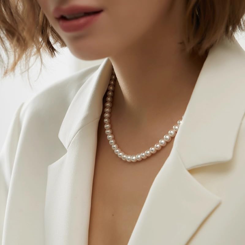 White Genuine Freshwater Cultured Pearl Necklace For Women And Men | Full Sizes from 3mm to 14mm Freshwater Pearls, AAA Grade & Above, A Love Gift Choice For Anniversaries And Birthdays - size: 6-7mm, 20in