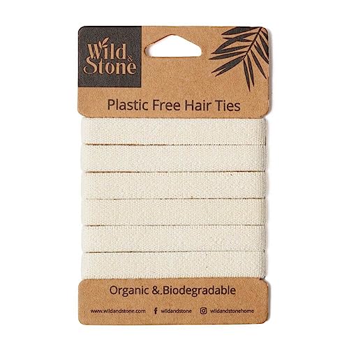 Wild & Stone | Pack of 6 Hair Bands | 100% Biodegradable and Plastic-Free Elastic Hair Ties | 100% Organic Cotton and Natural Plant-Based Rubber | No Crease Ponytail Holder (Blonde) - color: Blonde