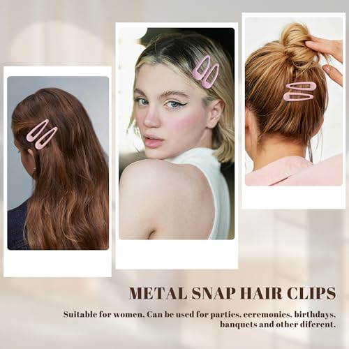 Small Hair Barrettes For Women No Slip Metal Snap Clips For Thin And Fine Hair,Matte Light Pink,20 PCS,1.97 x 0.5 Inch. - color: Matte Light Pink