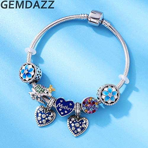 GEMDAZZ 925 Sterling Silver Valentines Day Charms Heart Charms, I Love You to The Moon and Back Pendant, Cupid Arrow and 4 Leaf Clover Beads fit European Bracelets, Gift for Lover/Wife/Girls - color: I Love You to Moon and Back Heart Charms