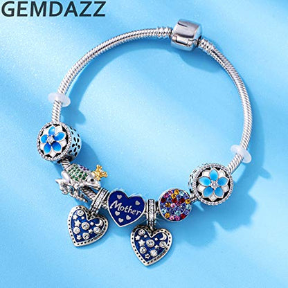 GEMDAZZ 925 Sterling Silver Valentines Day Charms Heart Charms, I Love You to The Moon and Back Pendant, Cupid Arrow and 4 Leaf Clover Beads fit European Bracelets, Gift for Lover/Wife/Girls - color: I Love You to Moon and Back Heart Charms