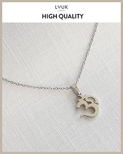 LUUK LIFESTYLE Stainless steel necklace with pendant and HAPPINESS card, 20” adjustable length, lucky charm, friendship chain, Valentine's Day gift, birthday, women's jewelry, silver, gold, rosegold - color: Silver, size: Om | Hindu Symbol