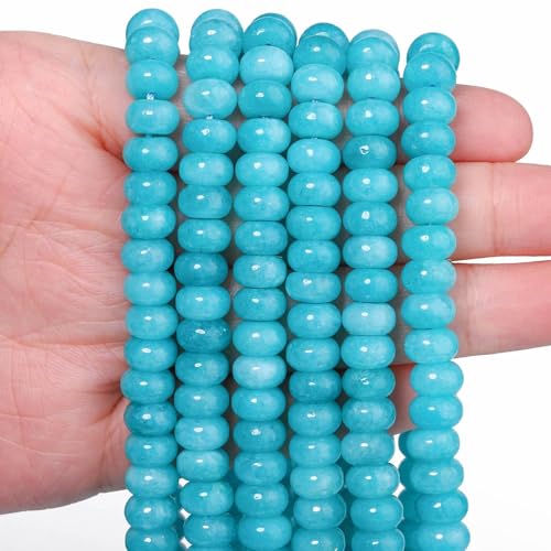 Songxi 5x8mm Amazonite Stone Rondelle Beads, 75PCS Spacer Round Loose Abacus Beads for Jewelry Making, Gemstone for Bracelet Necklace Earrings, Arts and Crafts - color: Amazonite