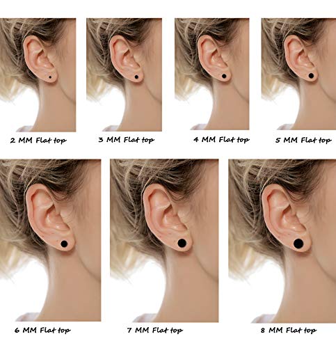 14 Pairs Stainless Steel Ball Stud Earrings Barbell Cartilage Tragus Helix Ear Piercing For Men Women 2-8mm Silver Black - style: C:7 Pairs Black and 7 Pairs Silver