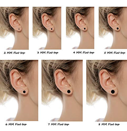 14 Pairs Stainless Steel Ball Stud Earrings Barbell Cartilage Tragus Helix Ear Piercing For Men Women 2-8mm Silver Black - style: C:7 Pairs Black and 7 Pairs Silver