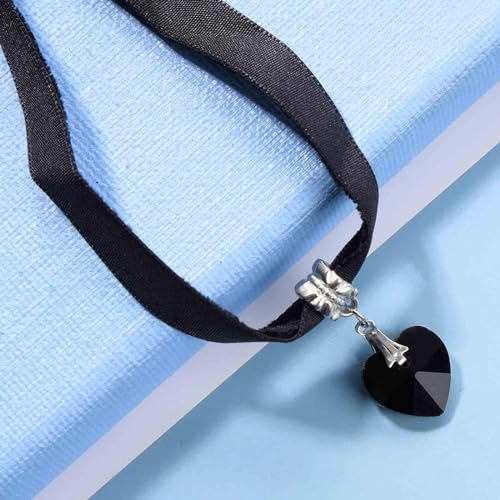 Fesciory Black Necklaces for Women, Adjustable Layered Velvet Leather Lace Collar Necklace, Goth Jewelry Gifts. - color: black