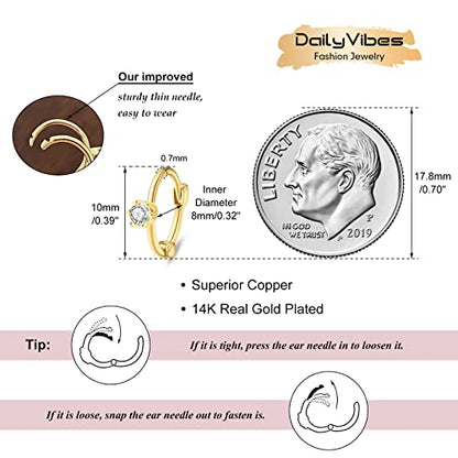 DAILY VIBES Dainty Butterfly Cross CZ Small Huggie Hoop Earrings for Women | Hypoallergenic, 14K Gold Plated Hoops, Tiny Cubic Zirconia, Cartilage Hoop Earrings for Women Trendy - color: Single Stone