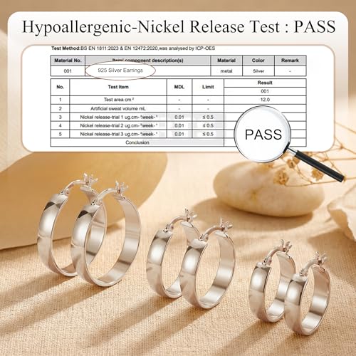 5mm Chunky Hoop Earrings Set, 3 Pairs Durable Bold Small Gold Hoop Earrings, Hypoallergenic 925 Silver Post Huggie Hoops, Lightweight Stacked-Style Thick Hoops Earring for Women - color: Silver, size: 15/20/25mm