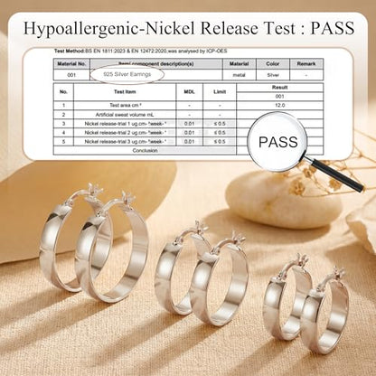 5mm Chunky Hoop Earrings Set, 3 Pairs Durable Bold Small Gold Hoop Earrings, Hypoallergenic 925 Silver Post Huggie Hoops, Lightweight Stacked-Style Thick Hoops Earring for Women - color: Silver, size: 15/20/25mm