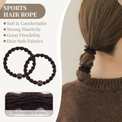 QIUTIMIY 10 Pcs No Damage Hair Ties Thick Hair Elastic Rubber Bands Hair Accessories Scrunchies Seamless for Women - color: Style 19