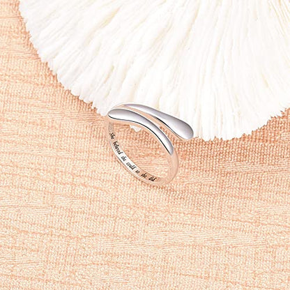 Fookduoduo 925 Sterling Silver Ring Inspirational Jewelry adjustable Wrap Open Rings for Women - style: She Believed She Could So She Did