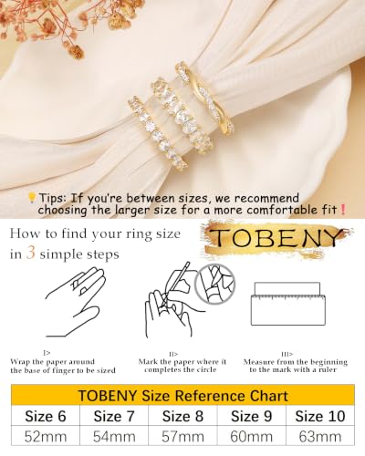 TOBENY Gold Engagement Rings for Women Non Tarnish 14K Gold Plated Stackable Cubic Zirconia Wedding Bands Ring Dainty Promise Love Eternity Stacking Thumb Ring Set Gold Bridal Rings Size 6 7 8 9 10 - color: A-3Pcs Gold Engagement Cubic Zirconia Rings