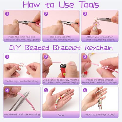 552PCS DIY Keychain Making Kit, Alphabet Beads Craft Set with Storage Box | Keychain Making Kit, 552PCS All-In-One Supplies, DIY Personalized Custom Charms, Multi-Scene Use, Beginner Friendly