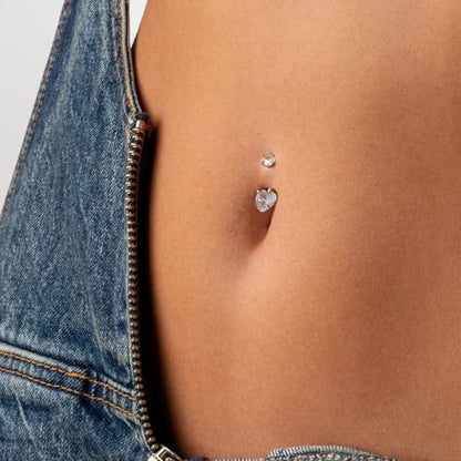 2pcs 14k Gold Filled Belly Button Rings, 14G 8mm/10mm/12mm Threaded Barbell Belly Button Piercing, Navel Ring Piercing Jewelry - color: 14K GF-2pcs-Heart CZ-10mm