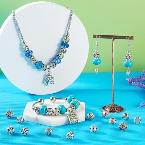 Craftdady 66Pcs Large Hole Rondelle Spacer Beads Alloy European Beads 11 Style Tibetan Antique Silver Spacer Beads Western Beads for Crafts Jewelry Making - color: Antique Silver-12 Styles, Rondelle