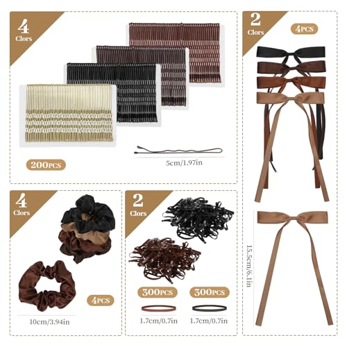 860Pcs Hair Accessories Set for Woman | Bow Hair Clips Hair Scrunchies Bobby Pins Claw Seamless Cotton Ponytail Holders Rubber Elastic Bands with Organizer Box