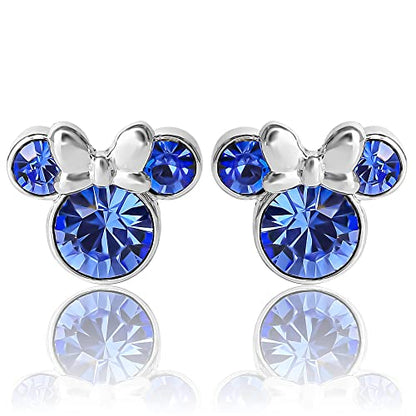 Minnie Mouse Birthstone Stud Earrings Women | Birthstone Earrings for Women - color: September-Sapphire Crystal