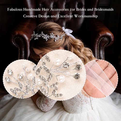 Bridal Headpiece Wedding Headband Rhinestone Hair Accessories for Birthday Party First Communion (Silver) - color: Silver