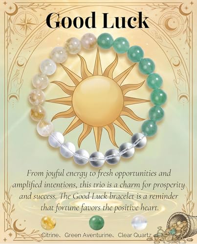 Bivei Protection Crystal Healing Bracelet | 8MM Strength Bracelet Spiritual Stretch Beaded Jewelry for Women Men Gift - color: Good Luck, size: Medium 6.8-7.3 inch