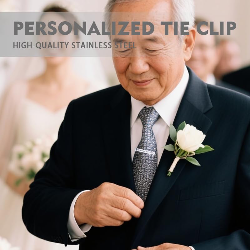 Step Father of The Bride Groom Gifts from Daughter Son, Stepfather of The Groom Bride Tie Clip Gifts for Wedding Day for Dad - style: father of bride