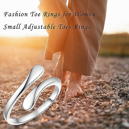 Fookduoduo 925 Sterling Silver Ring Inspirational Jewelry adjustable Wrap Open Rings for Women - style: Toe Band Ring