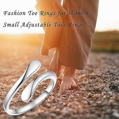 Fookduoduo 925 Sterling Silver Ring Inspirational Jewelry adjustable Wrap Open Rings for Women - style: Toe Band Ring