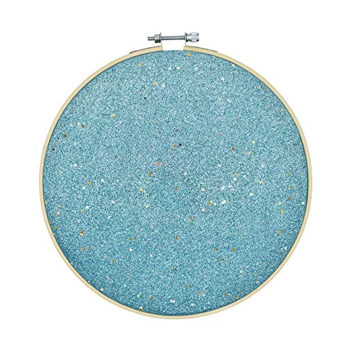 Wall Hanging Brooch Jewelry Storage Display Stand Enamel Pin Display Holder Earrings Necklace Glitter Pin Display Board with stars, Pin Collection Display, Canvas/leather Embroidery Hoop (Blue) - color: Blue