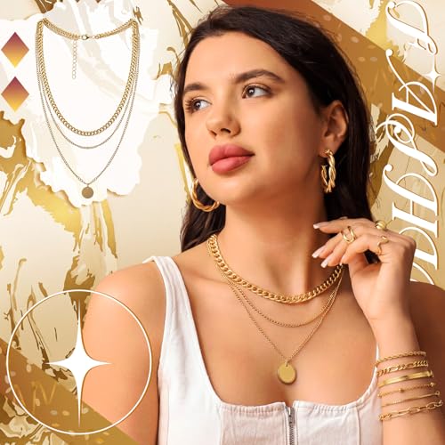 Ecally Bohemian Western Jewelry Turquoise Set Women Country Pendant Long Choker Layered Bracelets Earrings Ring for Women - color: Gold, style: Versatile