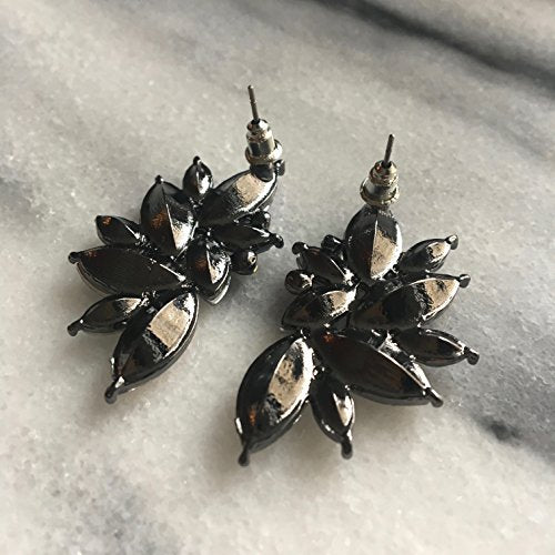 80s Funky Punk Rock Spiky Starburst Angel Wings Oversized Colorful Stones Studded Candy Cluster Women Statement Stud Earrings - color: Electric Yellow