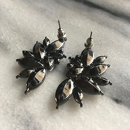 80s Funky Punk Rock Spiky Starburst Angel Wings Oversized Colorful Stones Studded Candy Cluster Women Statement Stud Earrings - color: Purple Ube