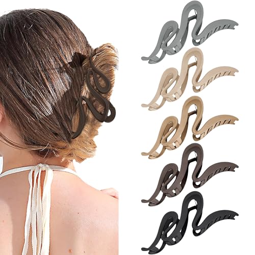 Extra Large Hair Claw Clips for Thick Hair, Big Non-Slip Claw Clips for Women, 5 Pack 5.1" Jelly & Matte Hair Clips for Long Hair (Infinity 5pcs 5.1") - color: Infinity 5pcs 5.1"