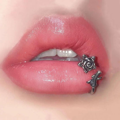 16G Rose Flower Lip Rings Surgical Steel Snake Bite Jewelry for Snake Bites Piecing, Horseshoe Labret Jewelry for Lip Piercing, 16 Gauge - size: 16G-10mm, style: 2 Pcs