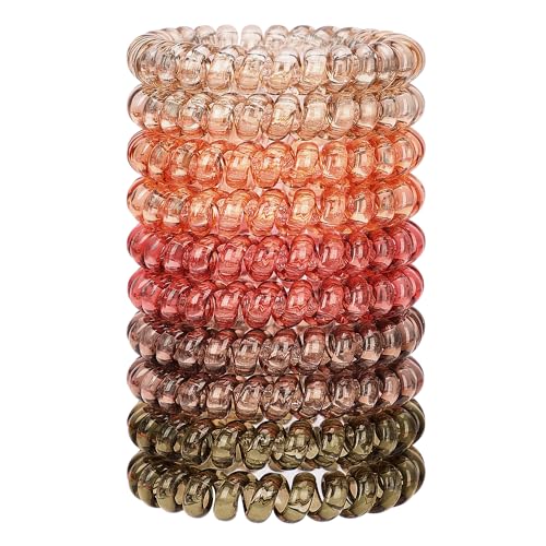 JessLab Spiral Hair Ties for Women, 10-Pack Traceless No-Damage Ponytail Holders, Coils Hair Bands for Girls, Assorted Colors - color: #35