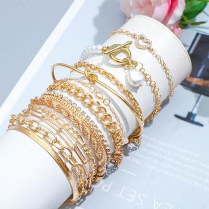 NEWITIN 69 Pieces Gold Jewelry Set for Women Fashion Costume Jewelry Gold Plated Necklace Bracelet Earrings Set for Women - color: Gold Jewelry Set B