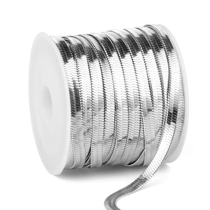 33FT 4mm Stainless Steel Chains Snake Chains Roll Bulk for Jewelry Making | 304 Stainless Steel Flat Snake Chains Roll Spool for DIY Craft Necklace Bracelet - color: 4.0mm Stainless Steel Flat Snake Chains