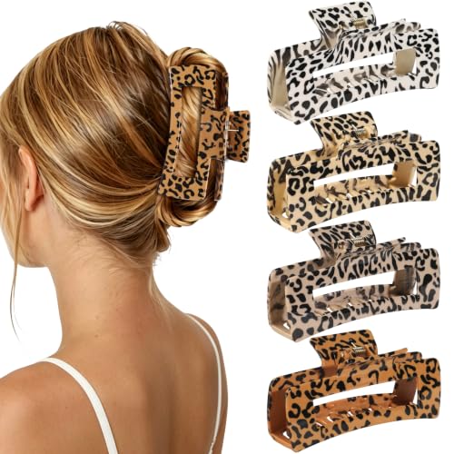 laxizar 4 Pcs Hair Clips 4.1 Inch Claw Clips Leopard Hair Accessories - color: leopard print 3